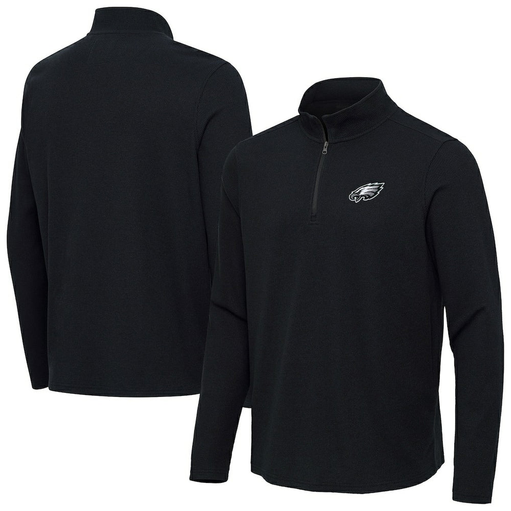 Philadelphia Eagles Antigua Sync Tri-Blend Quarter-Zip Pullover - Heather Black discount