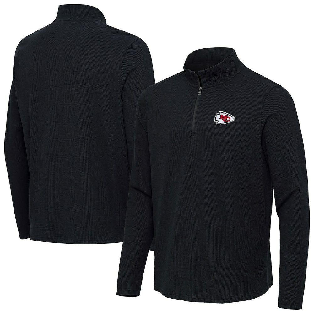 Kansas City Chiefs Antigua Sync Tri-Blend Quarter-Zip Pullover - Heather Black cheap