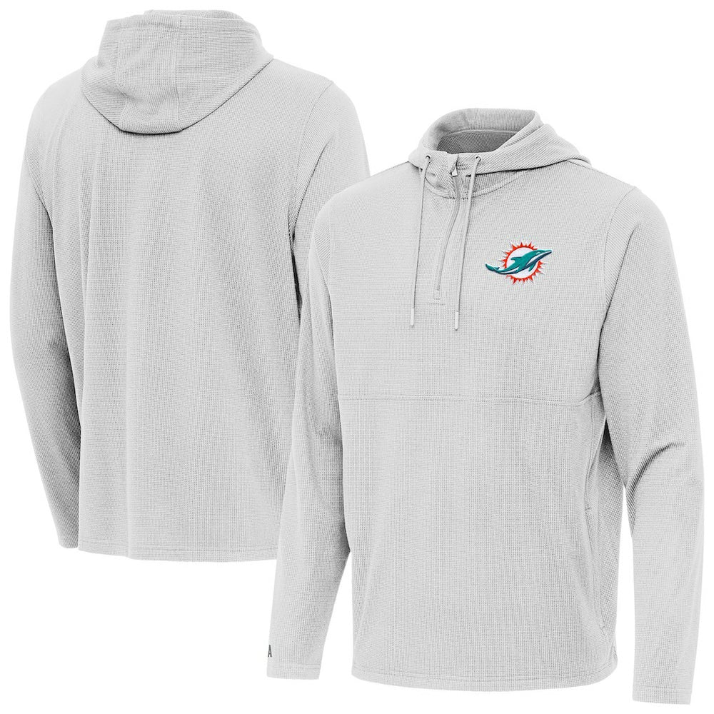 Miami Dolphins Antigua Connected Quarter-Zip Pullover Hoodie - Gray on sale