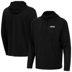 New York Jets Antigua Connected Quarter-Zip Pullover Hoodie - Black sale