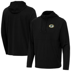 Green Bay Packers Antigua Connected Quarter-Zip Pullover Hoodie - Black on sale