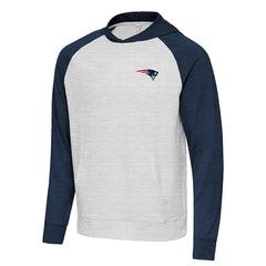 New England Patriots Antigua Urgent Pullover Hoodie - Heather Navy/Gray outlet