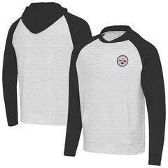 Pittsburgh Steelers Antigua Urgent Pullover Hoodie - Black/Heather Gray discount