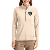 Las Vegas Raiders Cutter & Buck Women's Adapt Eco Knit Stretch Recycled Raglan Half-Zip Pullover - Tan for sale