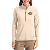 San Francisco 49ers Cutter & Buck Women's Adapt Eco Knit Stretch Recycled Raglan Half-Zip Pullover - Tan cheap