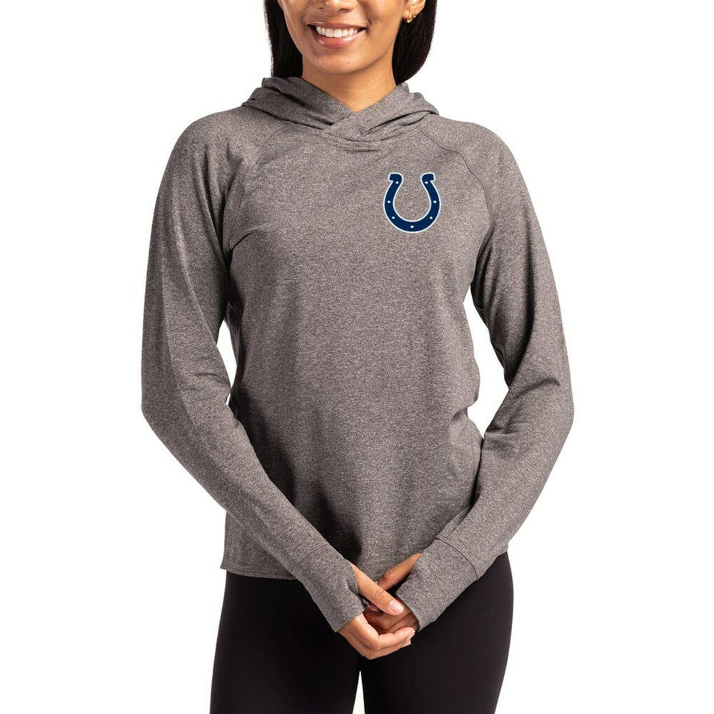 Indianapolis Colts Cutter & Buck Women's Primary Logo Adapt Knit Recycled Raglan Pullover Hoodie - Heather Charcoal for sale