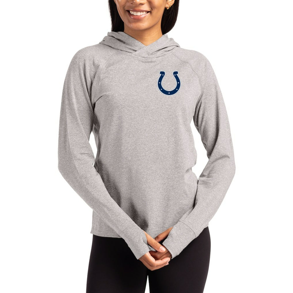Indianapolis Colts Cutter & Buck Women's Primary Logo Adapt Knit Recycled Raglan Pullover Hoodie - Heather Gray outlet
