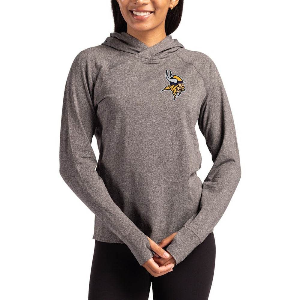 Minnesota Vikings Cutter & Buck Women's Primary Logo Adapt Knit Recycled Raglan Pullover Hoodie - Heather Charcoal for sale
