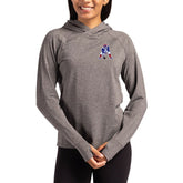 New England Patriots Cutter & Buck Women's Throwback Logo Adapt Knit Recycled Raglan Pullover Hoodie - Heather Charcoal for sale