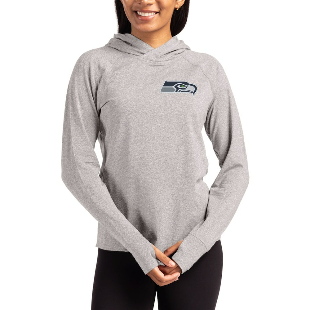 Seattle Seahawks Cutter & Buck Women's Primary Logo Adapt Knit Recycled Raglan Pullover Hoodie - Heather Gray on sale