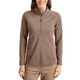 Denver Broncos Cutter & Buck Women's Tonal Adapt Eco Knit Stretch Recycled Raglan Half-Zip Pullover - Brown on sale