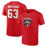 Brad Marchand Florida Panthers Fanatics Authentic Stack Name & Number T-Shirt - Red T-shirts