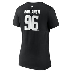 Mikko Rantanen Dallas Stars Fanatics Women's Authentic Stack Name & Number V-Neck T-Shirt - Black T-shirts