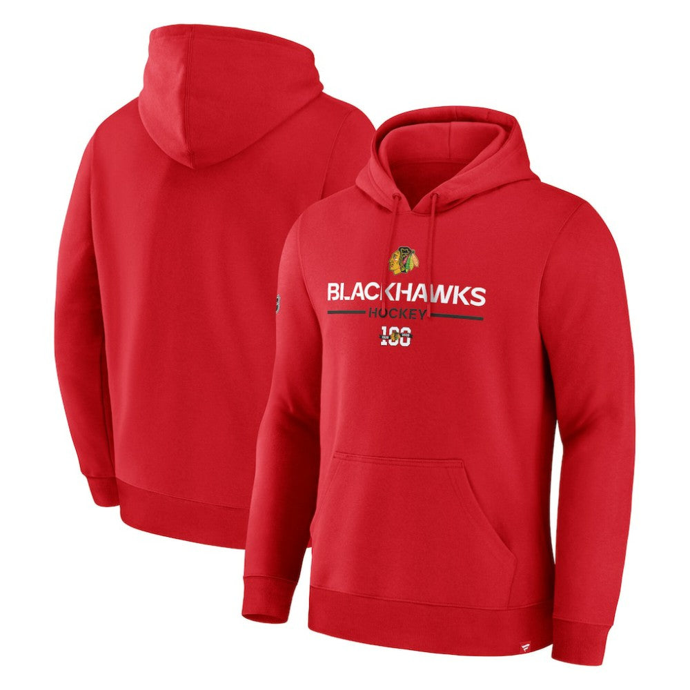 Chicago Blackhawks Fanatics Centennial Fleece Pullover Hoodie - Red Hoodies
