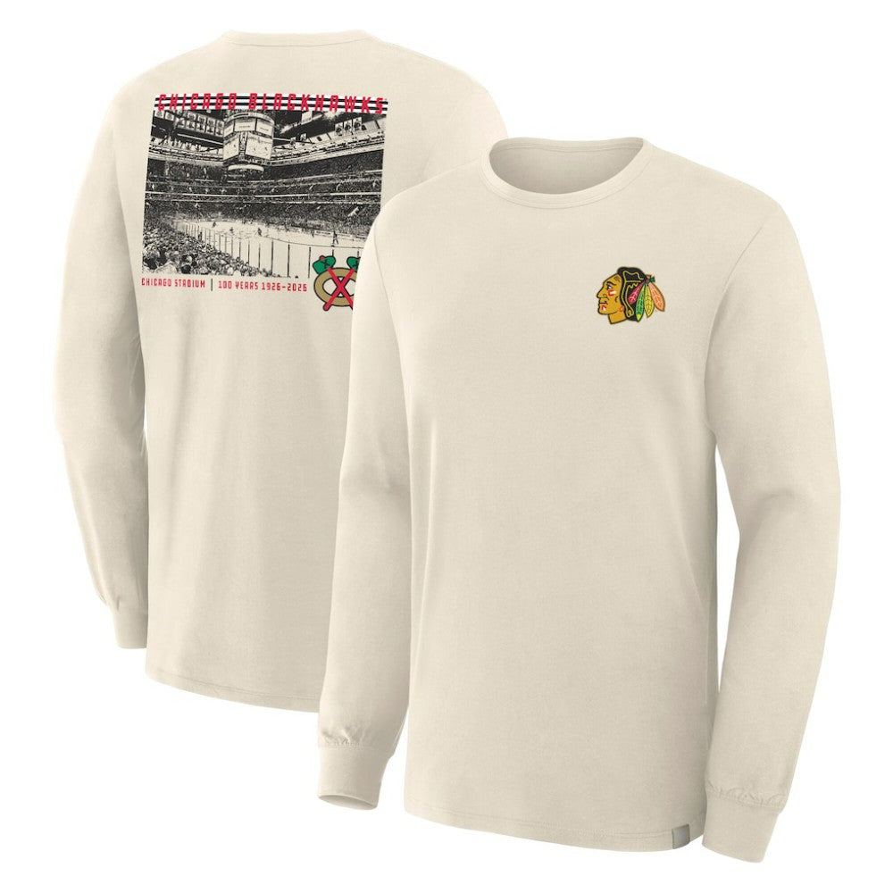 Chicago Blackhawks Fanatics Centennial Legacy Long Sleeve T-Shirt - Beige T-shirts