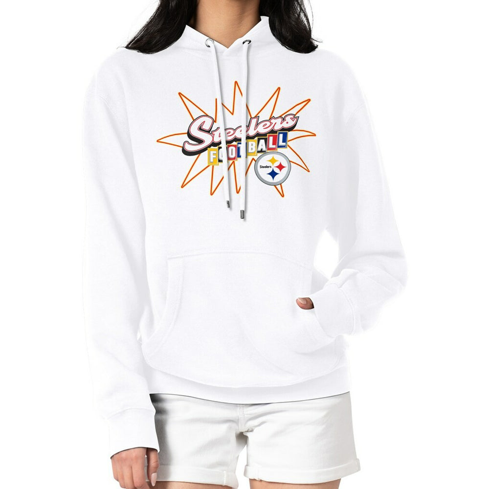Pittsburgh Steelers Starter Women's Drive-In Sign Pullover Hoodie - White online