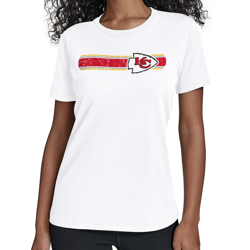Kansas City Chiefs Starter Women's Team Stripe T-Shirt - White discount