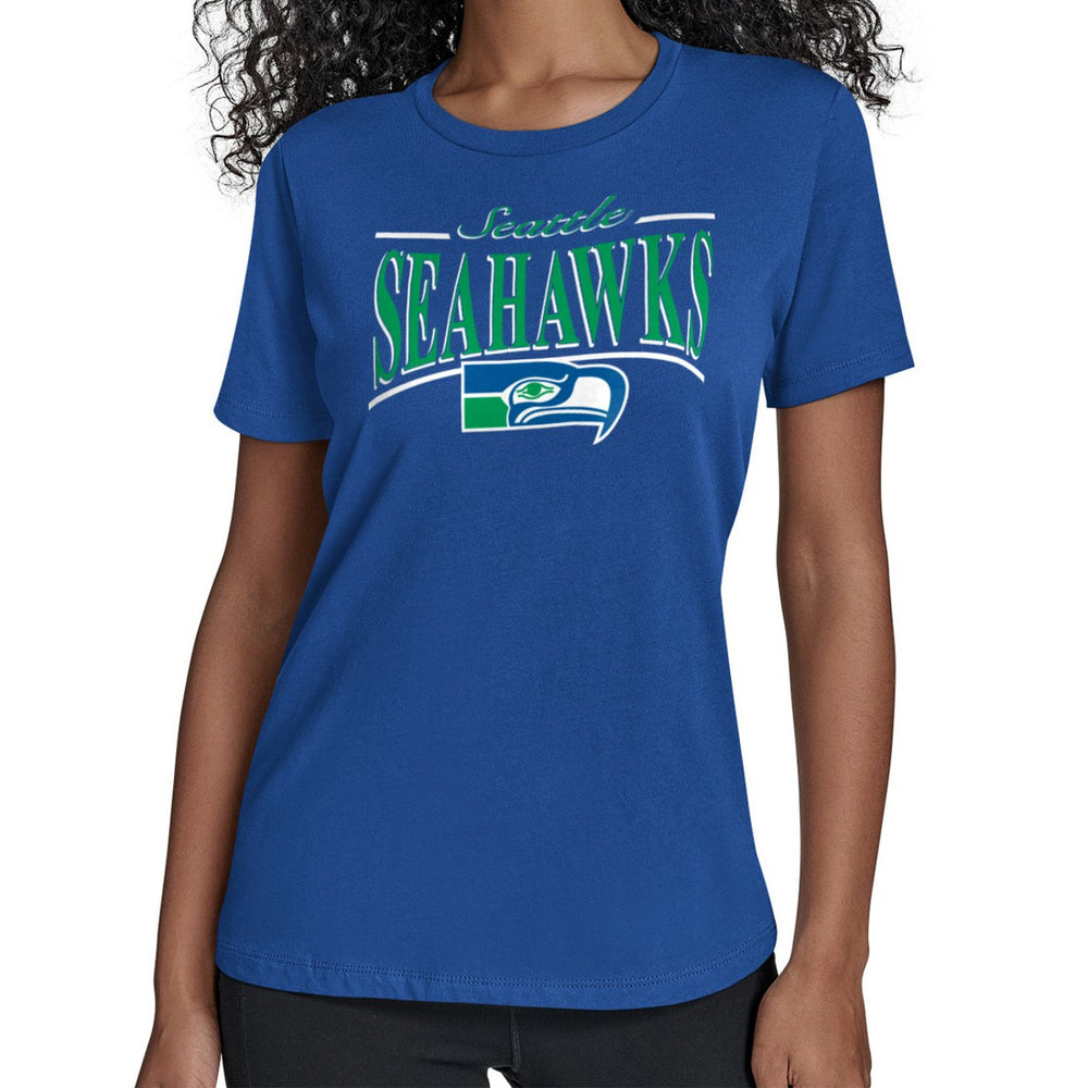 Seattle Seahawks Starter Women's Throwback Arch Stripe T-Shirt - Royal cheap