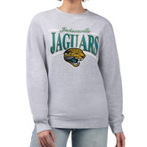 Jacksonville Jaguars Starter Women's Throwback Arch Stripe Fleece Pullover Sweatshirt - Gray on sale