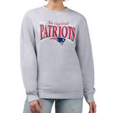 New England Patriots Starter Women's Arch Stripe Fleece Pullover Sweatshirt - Gray discount