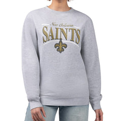 New Orleans Saints Starter Women's Arch Stripe Fleece Pullover Sweatshirt - Gray discount