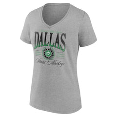 Dallas Stars Women's Retro Script V-Neck T-Shirt - Gray T-shirts
