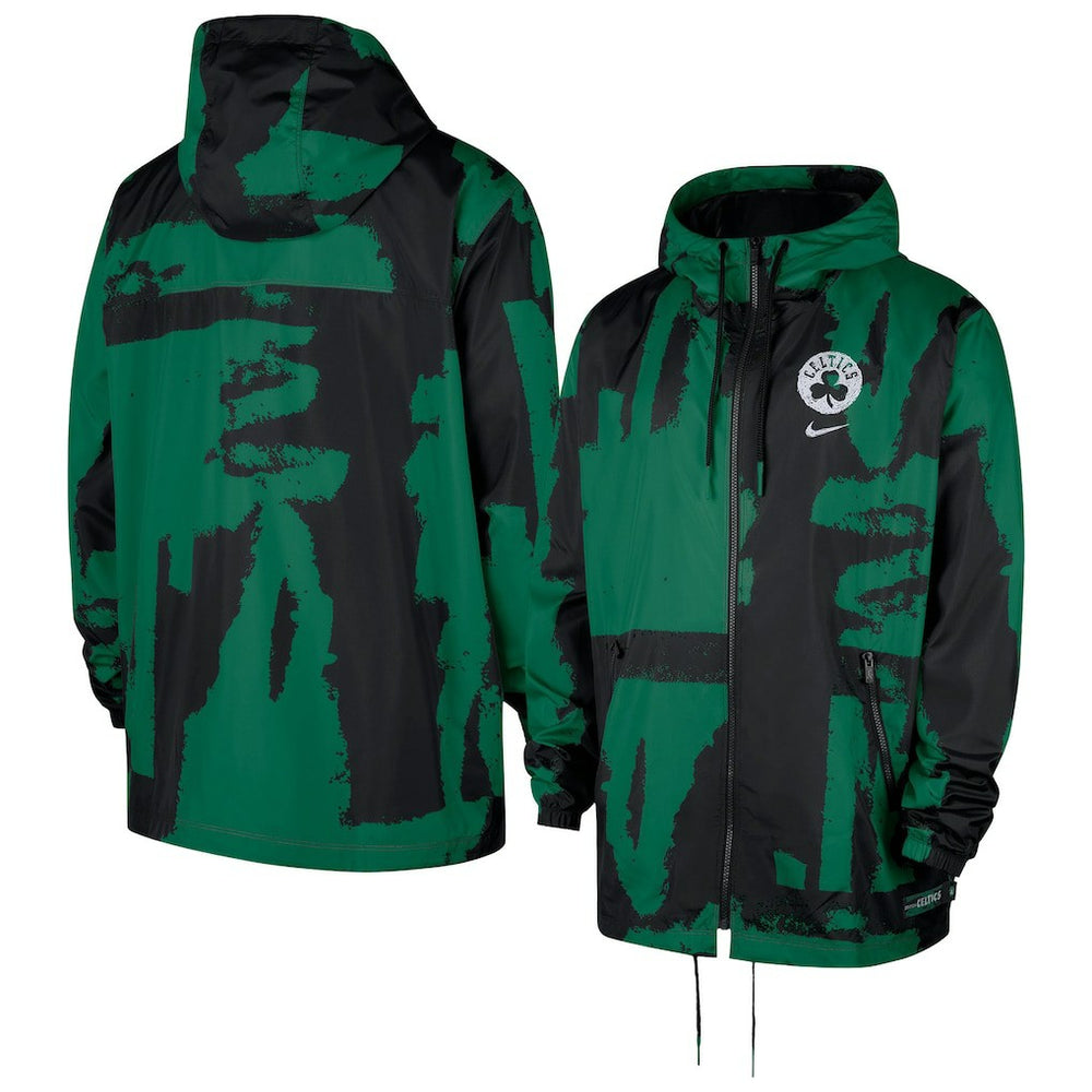 Boston Celtics Courtside Club Premium Woven Full-Zip Hooded Jacket - Black/Kelly Green online
