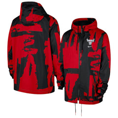 Chicago Bulls Courtside Club Premium Woven Full-Zip Hooded Jacket - Black/Red sale