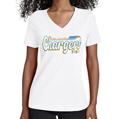 Los Angeles Chargers Starter Women's Groovy Script V-Neck T-Shirt - White discount
