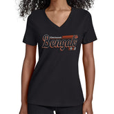 Cincinnati Bengals Starter Women's Groovy Script V-Neck T-Shirt - Black online