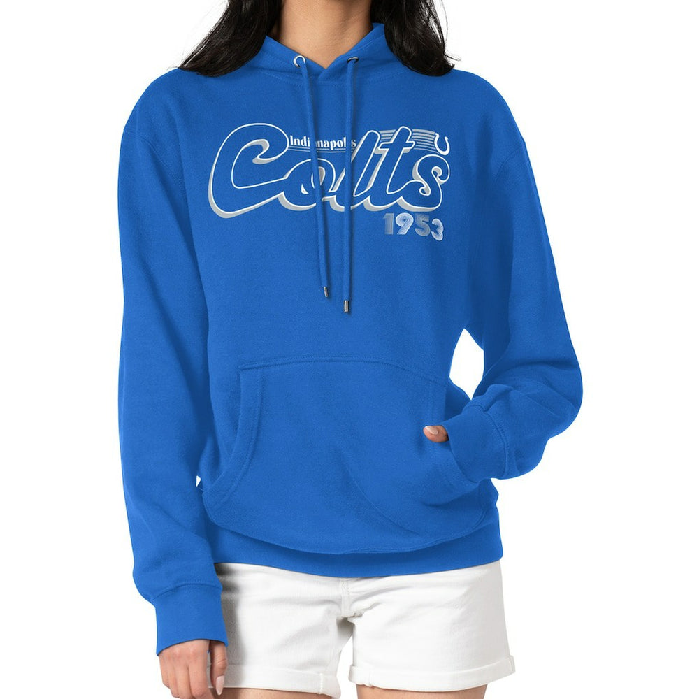 Indianapolis Colts Starter Women's Groovy Script Pullover Hoodie - Royal outlet