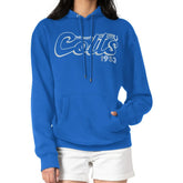 Indianapolis Colts Starter Women's Groovy Script Pullover Hoodie - Royal outlet