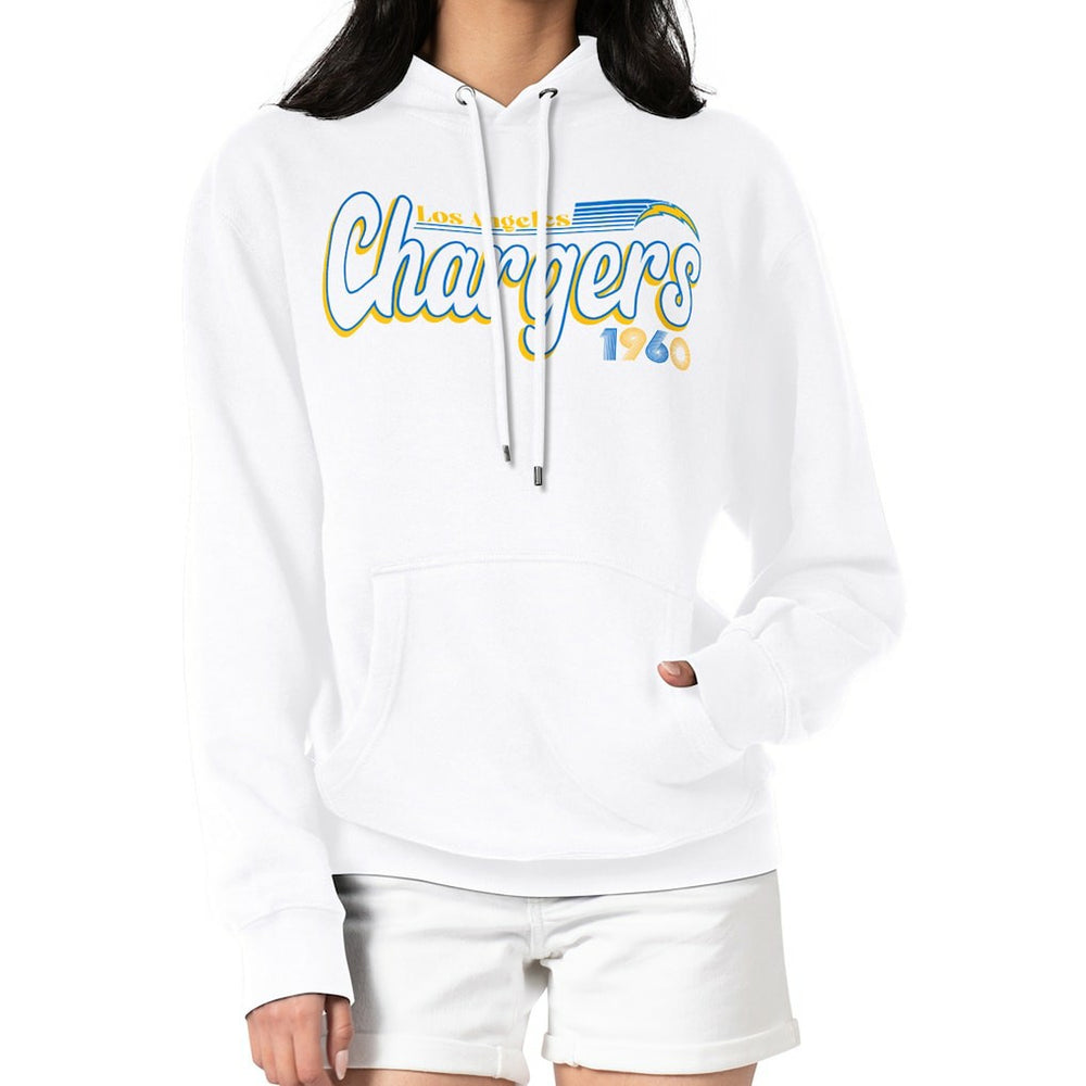 Los Angeles Chargers Starter Women's Groovy Script Pullover Hoodie - White outlet