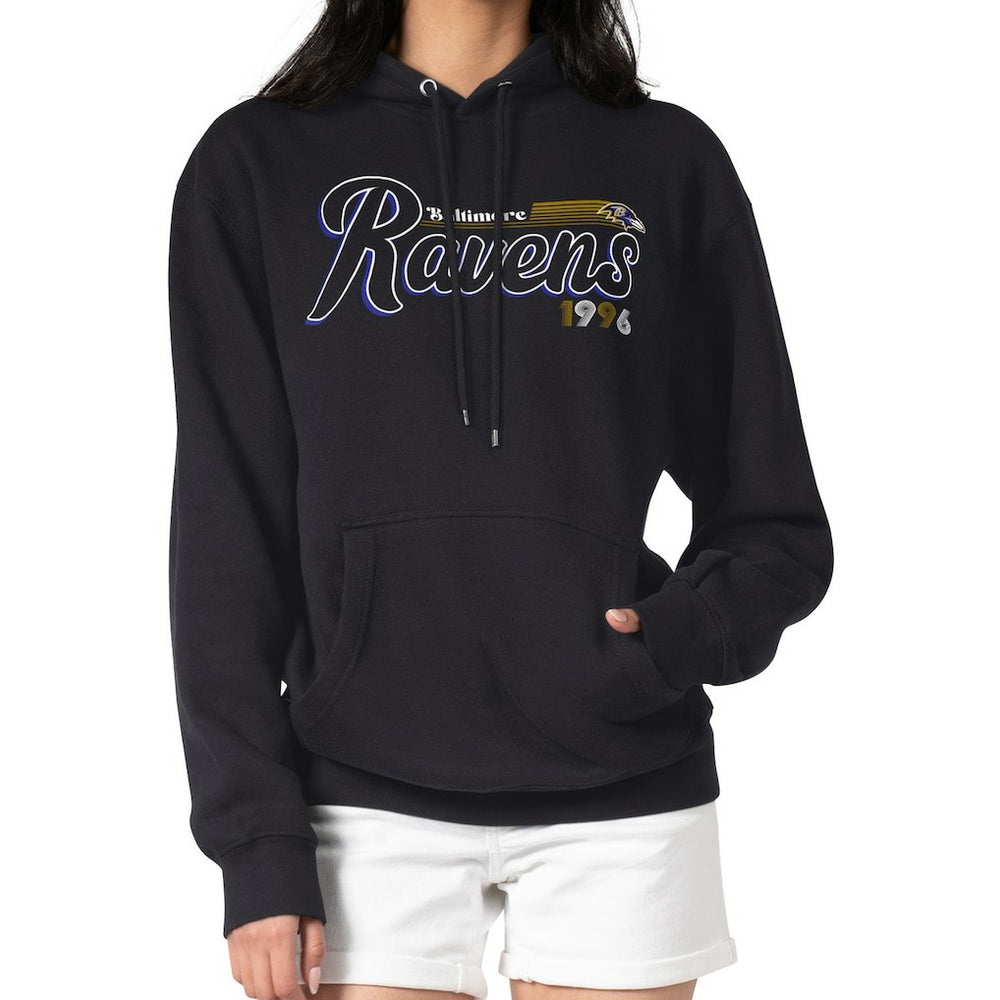 Baltimore Ravens Starter Women's Groovy Script Pullover Hoodie - Black outlet