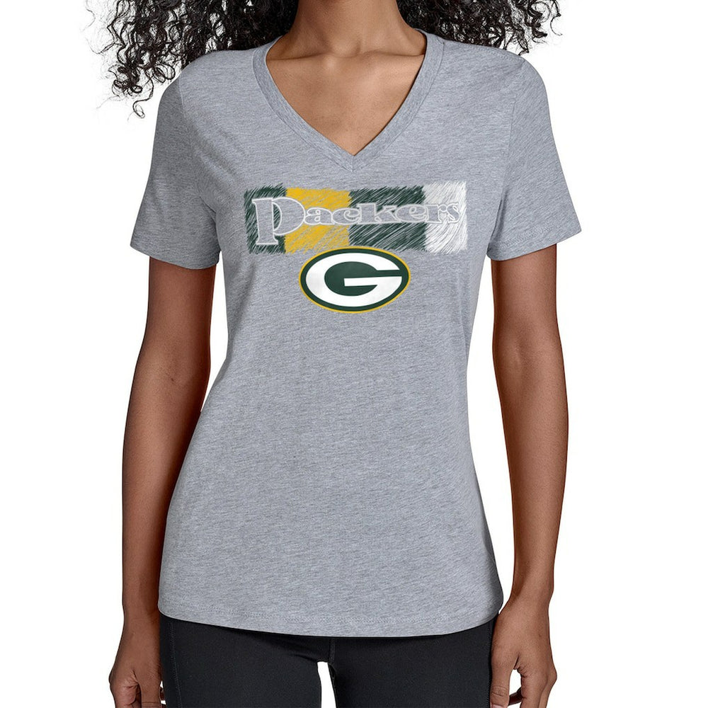 Green Bay Packers Starter Women's Color Shading V-Neck T-Shirt - Gray cheap
