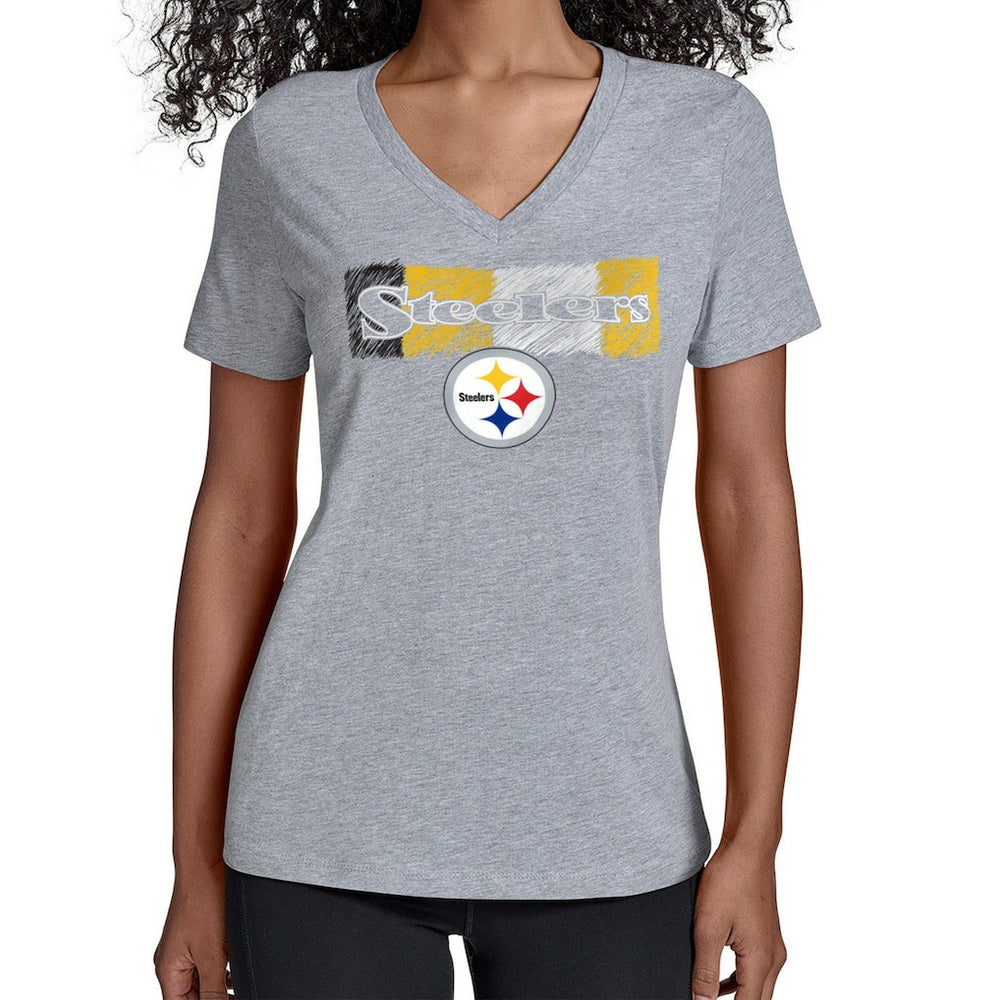 Pittsburgh Steelers Starter Women's Color Shading V-Neck T-Shirt - Gray outlet