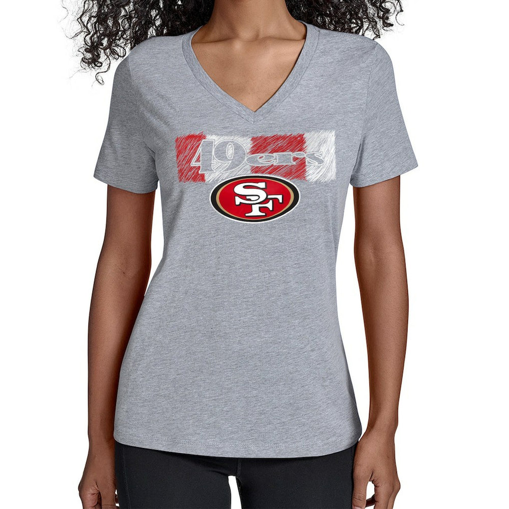 San Francisco 49ers Starter Women's Color Shading V-Neck T-Shirt - Gray online