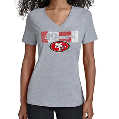 San Francisco 49ers Starter Women's Color Shading V-Neck T-Shirt - Gray online