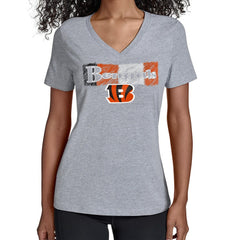 Cincinnati Bengals Starter Women's Color Shading V-Neck T-Shirt - Gray outlet