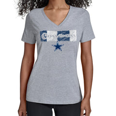 Dallas Cowboys Starter Women's Color Shading V-Neck T-Shirt - Gray discount