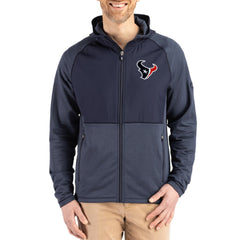 Houston Texans Cutter & Buck Peshastin Eco Fleece Recycled Raglan Full-Zip Tri-Blend Hybrid Jacket - Heather Navy for sale