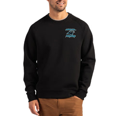 Carolina Panthers Cutter & Buck Throwback Roam Recycled Raglan Pullover Sweatshirt - Black discount