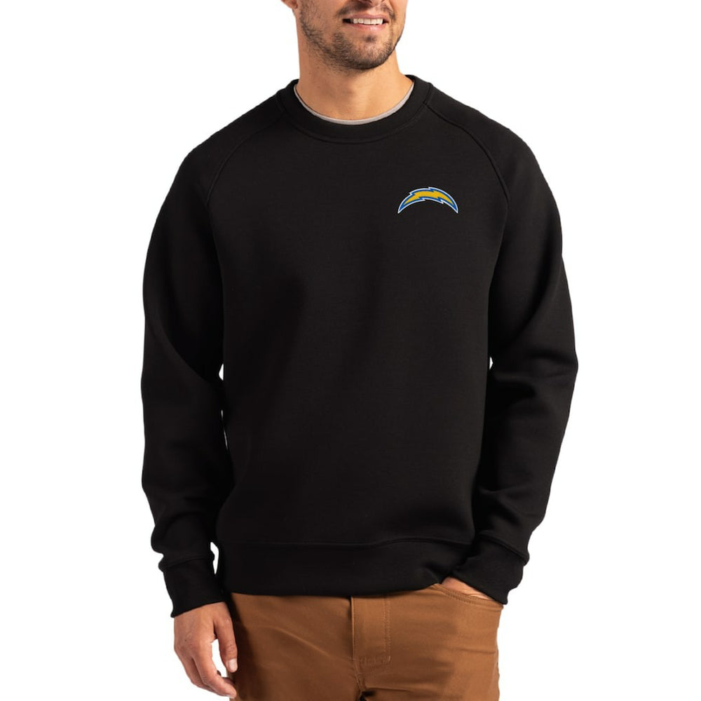 Los Angeles Chargers Cutter & Buck Primary Logo Roam Recycled Raglan Pullover Sweatshirt - Black outlet