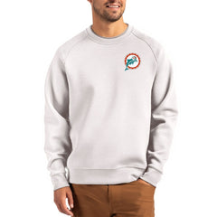 Miami Dolphins Cutter & Buck Throwback Roam Recycled Raglan Pullover Sweatshirt - Gray sale