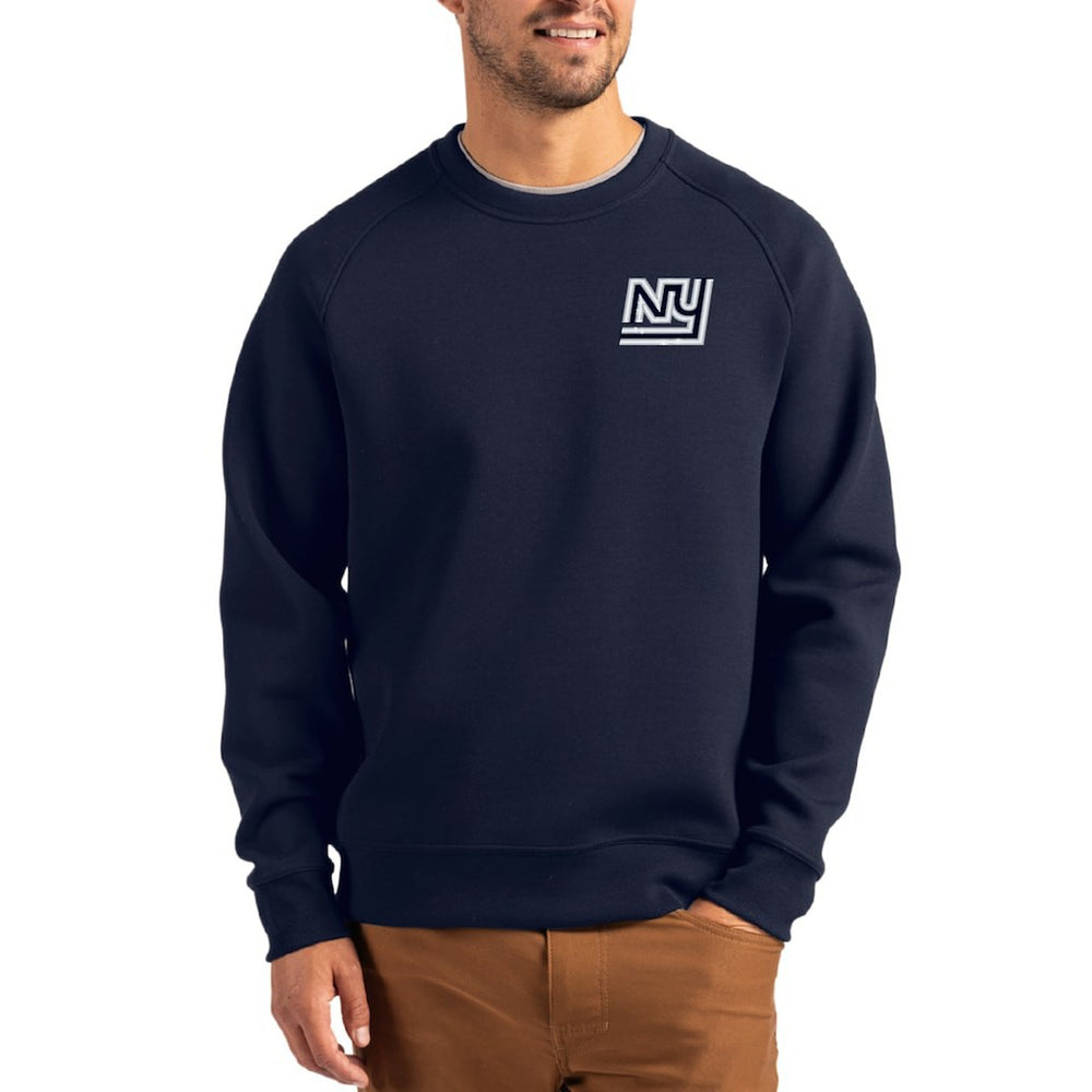 New York Giants Cutter & Buck Throwback Roam Recycled Raglan Pullover Sweatshirt - Navy cheap