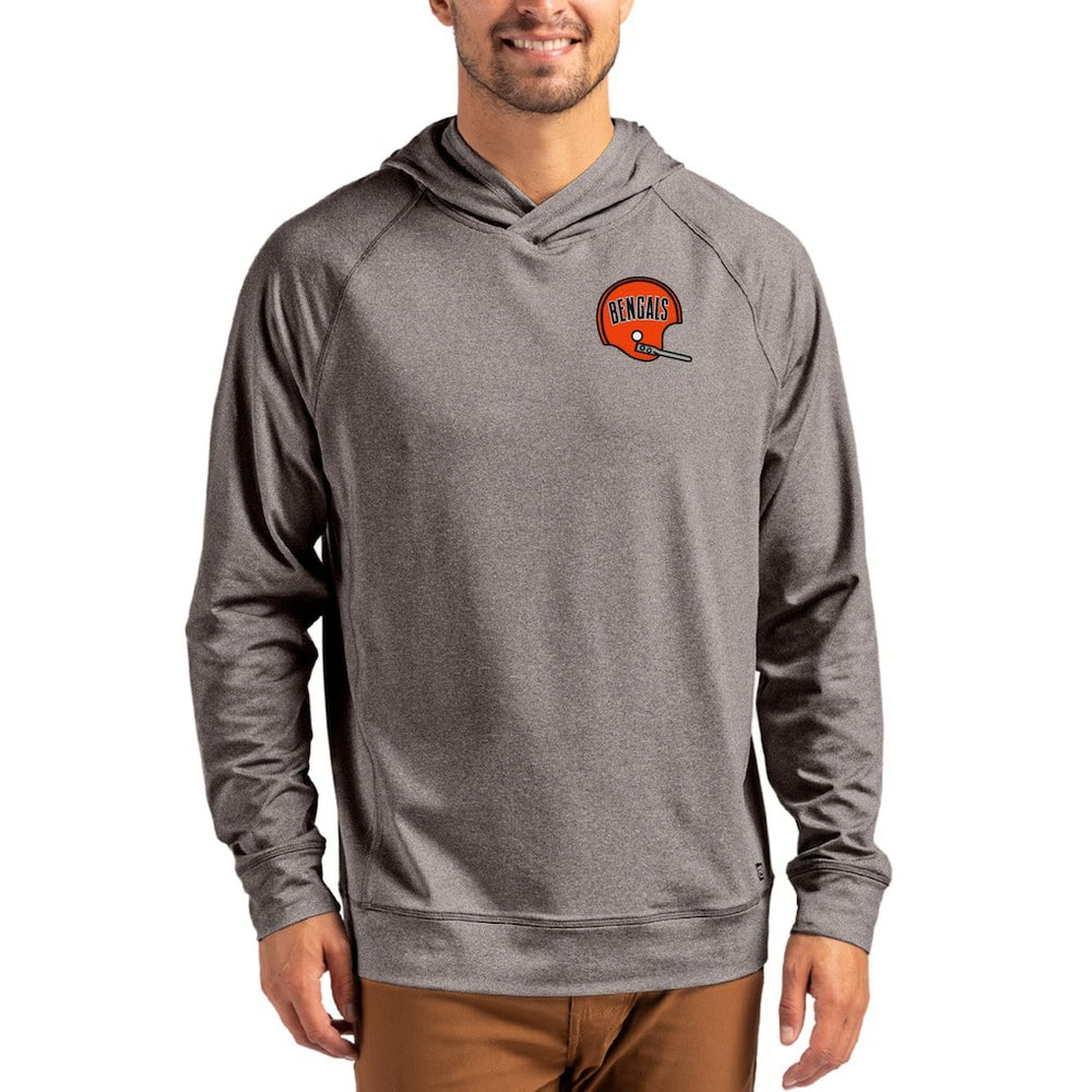 Cincinnati Bengals Cutter & Buck Adapt Historic Knit Recycled Raglan Pullover Hoodie - Heather Gray cheap