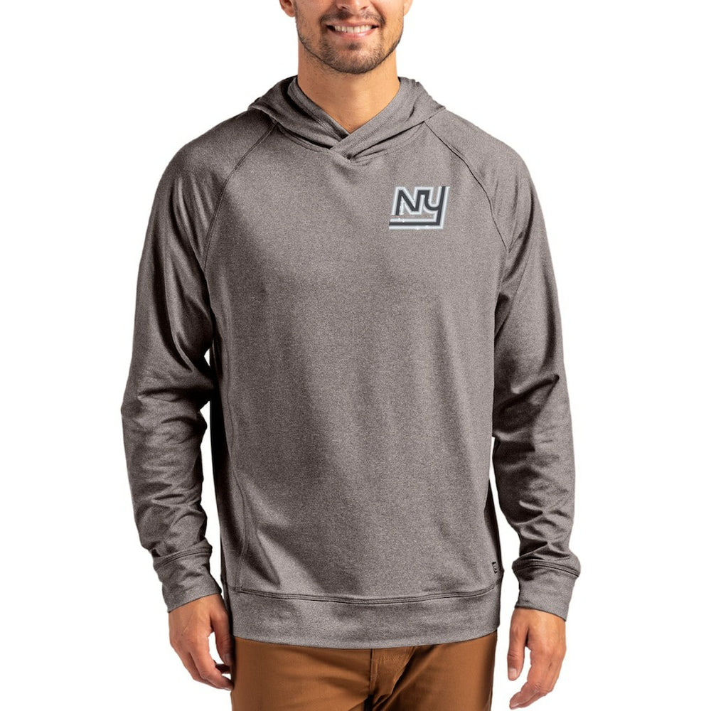 New York Giants Cutter & Buck Adapt Historic Knit Recycled Raglan Pullover Hoodie - Heather Gray on sale