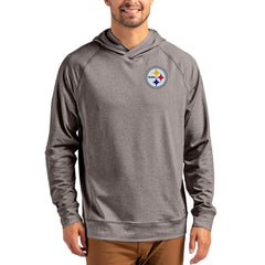 Pittsburgh Steelers Cutter & Buck Adapt Knit Recycled Raglan Pullover Hoodie - Heather Gray discount