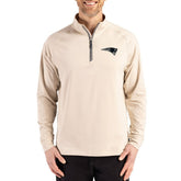 New England Patriots Cutter & Buck Adapt Eco Knit Stretch Recycled Quarter-Zip Pullover - Tan for sale