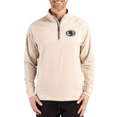 San Francisco 49ers Cutter & Buck Adapt Eco Knit Stretch Recycled Quarter-Zip Pullover - Tan sale